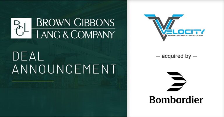 BGL Announces the Sale of Velocity Maintenance Solutions to Bombardier