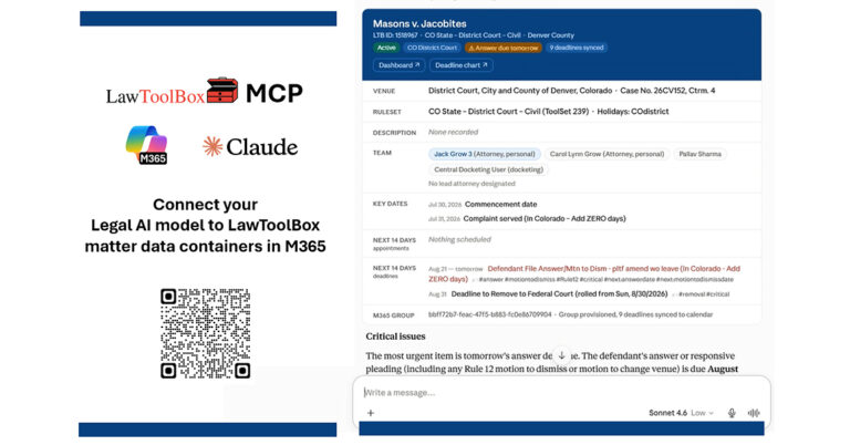 LawToolBox MCP for Microsoft 365 & Claude Connects Legal AI to Matter Data Containers in M365