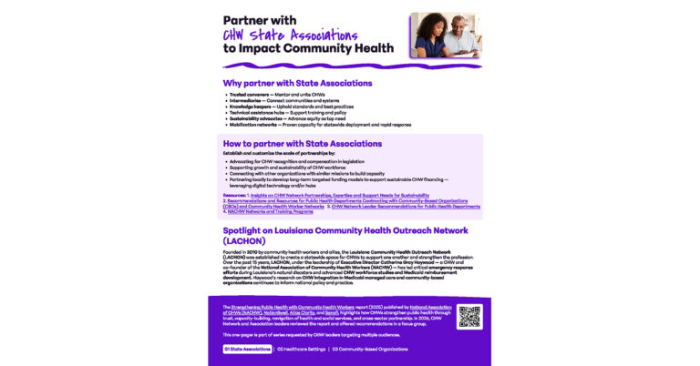 State Networks, Community-based Organizations, and Healthcare Organizations Critical to Community Health Worker Sustainability, says new research from National Association of CHWs (NACHW)