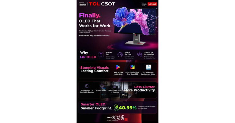Lenovo Unveils ThinkVision P27UL-40 IJP OLED Professional Monitor at IFA 2026