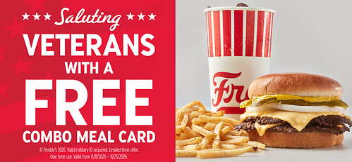 Freddy’s Honors Veterans with Free Combo Meal Cards