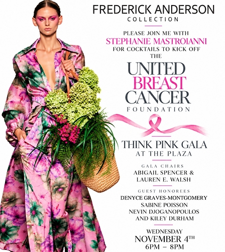 Frederick Anderson to host UBCF gala kick-off party to bring together fashion, philanthropy, and breast cancer support.