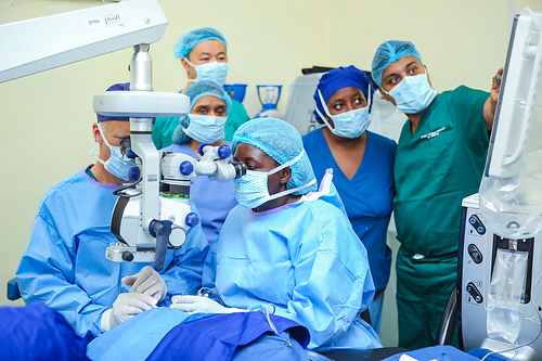 Ophthalmic surgeons learn advanced cataract surgical skills during an Orbis training project at University Teaching Hospital in Lusaka, Zambia. Ophthalmic surgeons learn advanced cataract surgical skills during an Orbis training project at University Teaching Hospital in Lusaka, Zambia.
